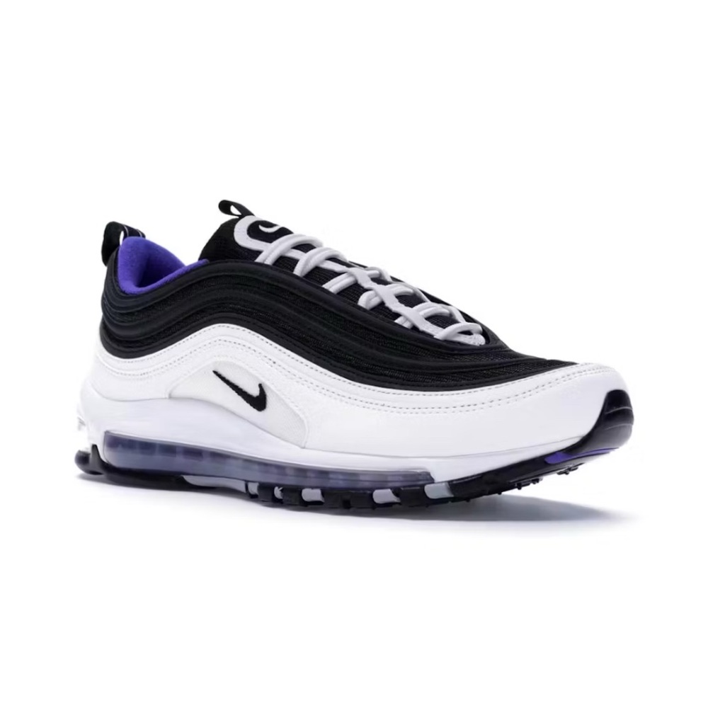 NIKE PERSIAN VIOLET BLUE WHITE BLACK AIR MAX 97 LACE UP CLEAR TUBE SNEAKERS - Picture 1 of 11